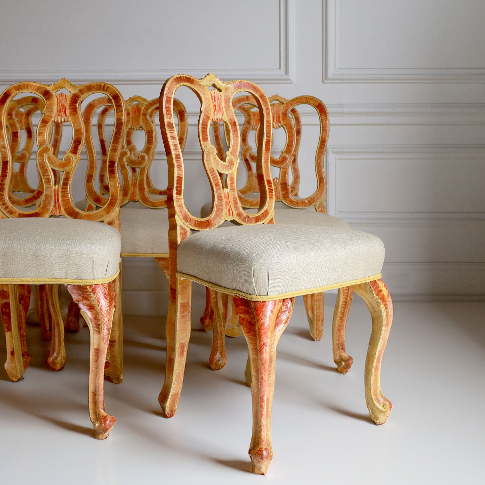Set of 12 18th Century Venetian Painted Dining Chairs
