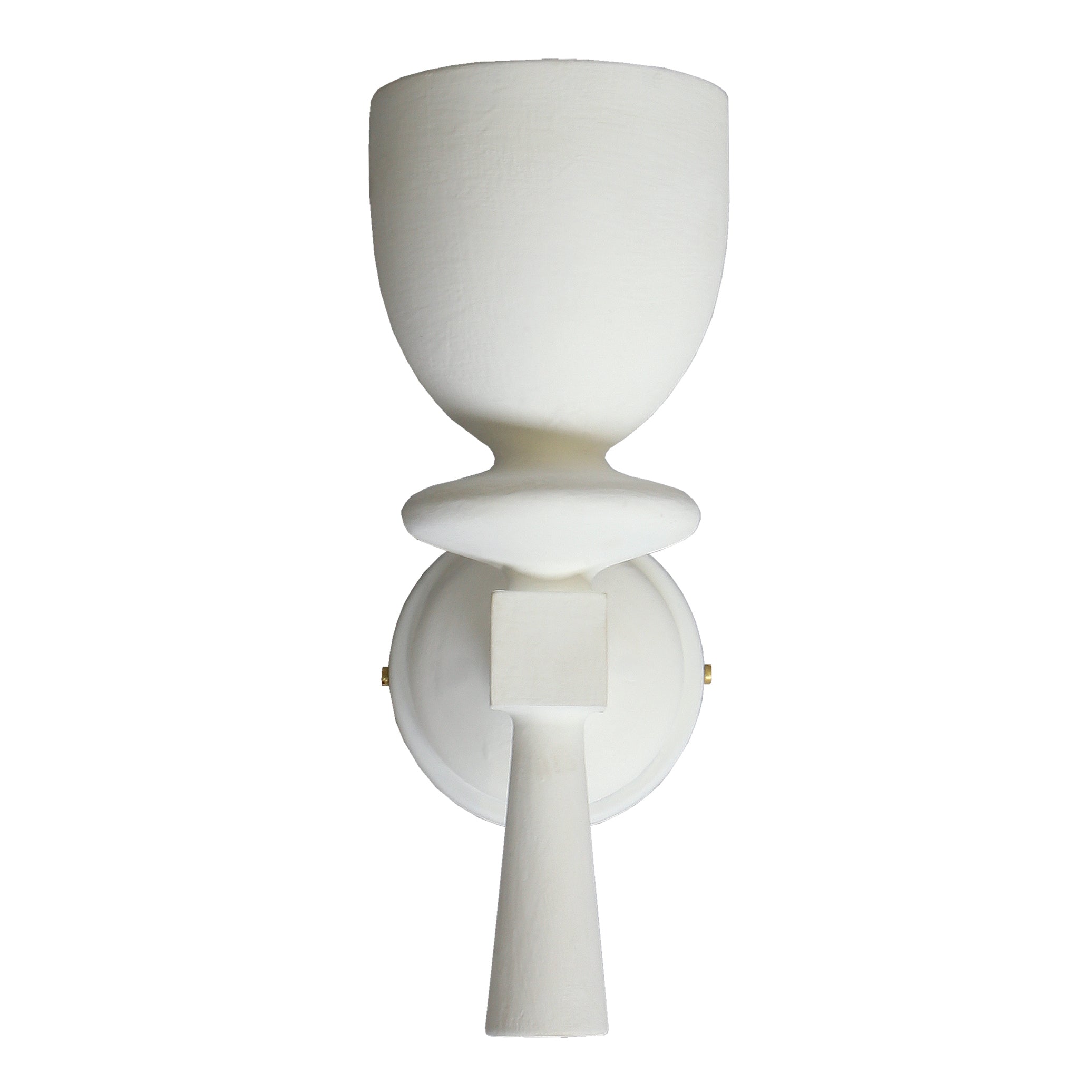 White wall sconce with a modern design on a white background