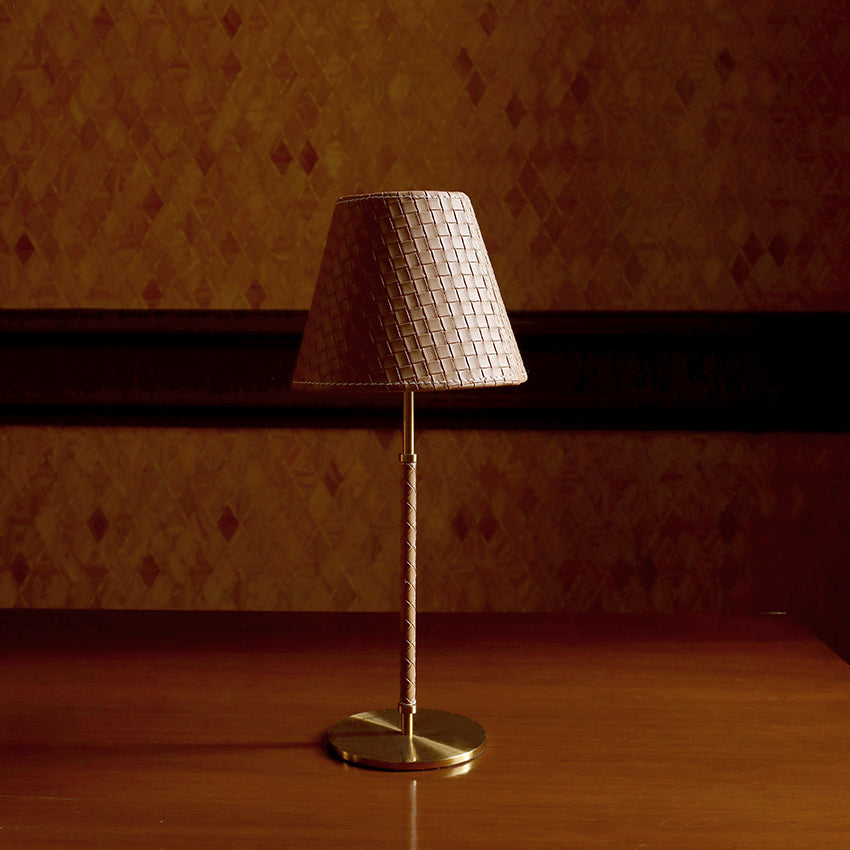 Woven Leather Cordless Table Lamp