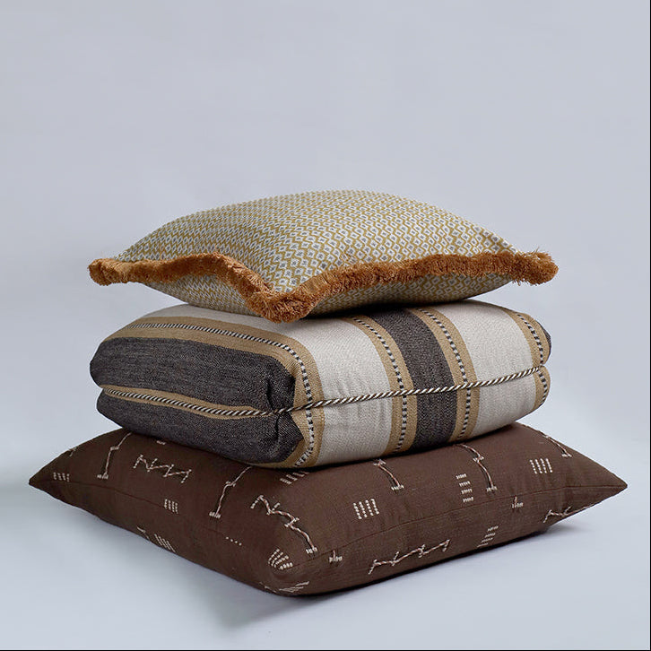 Mirage Stripe Turkish Corner Cushion - Dark Brown/Amber