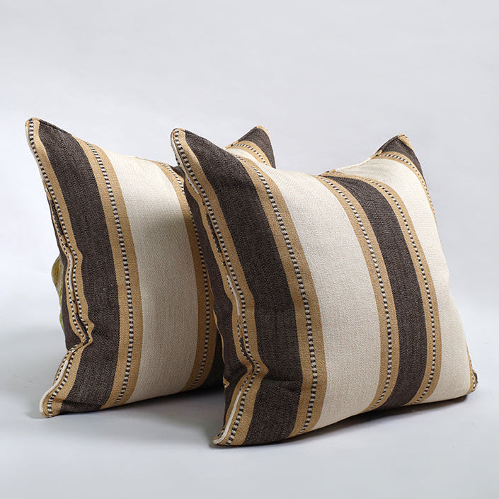 Mirage Stripe Cushion Large - Dark Brown/Amber