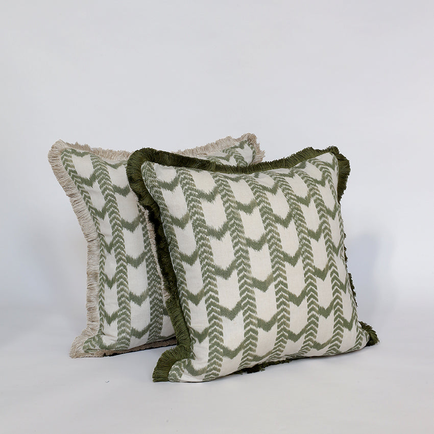 Zigara Stripe Cushion - Green