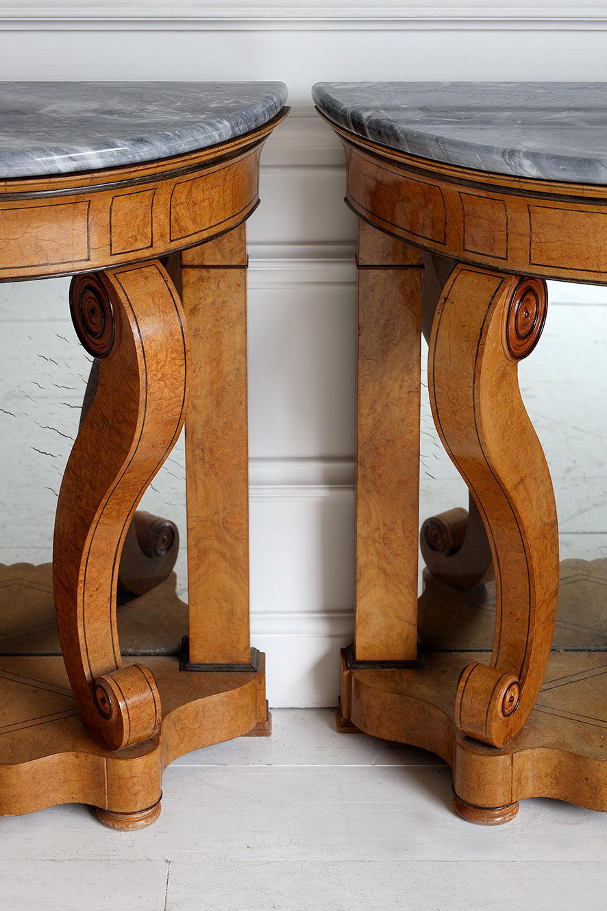 Pair of Early 19th Century Burr Elm Console