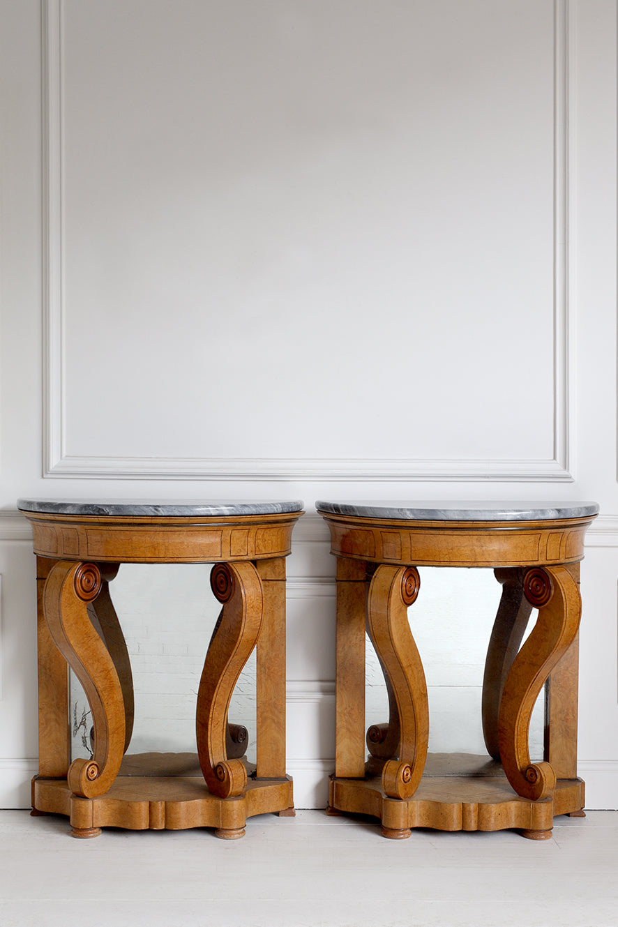 Pair of Early 19th Century Burr Elm Console