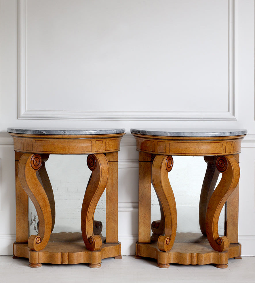 Pair of Early 19th Century Burr Elm Console