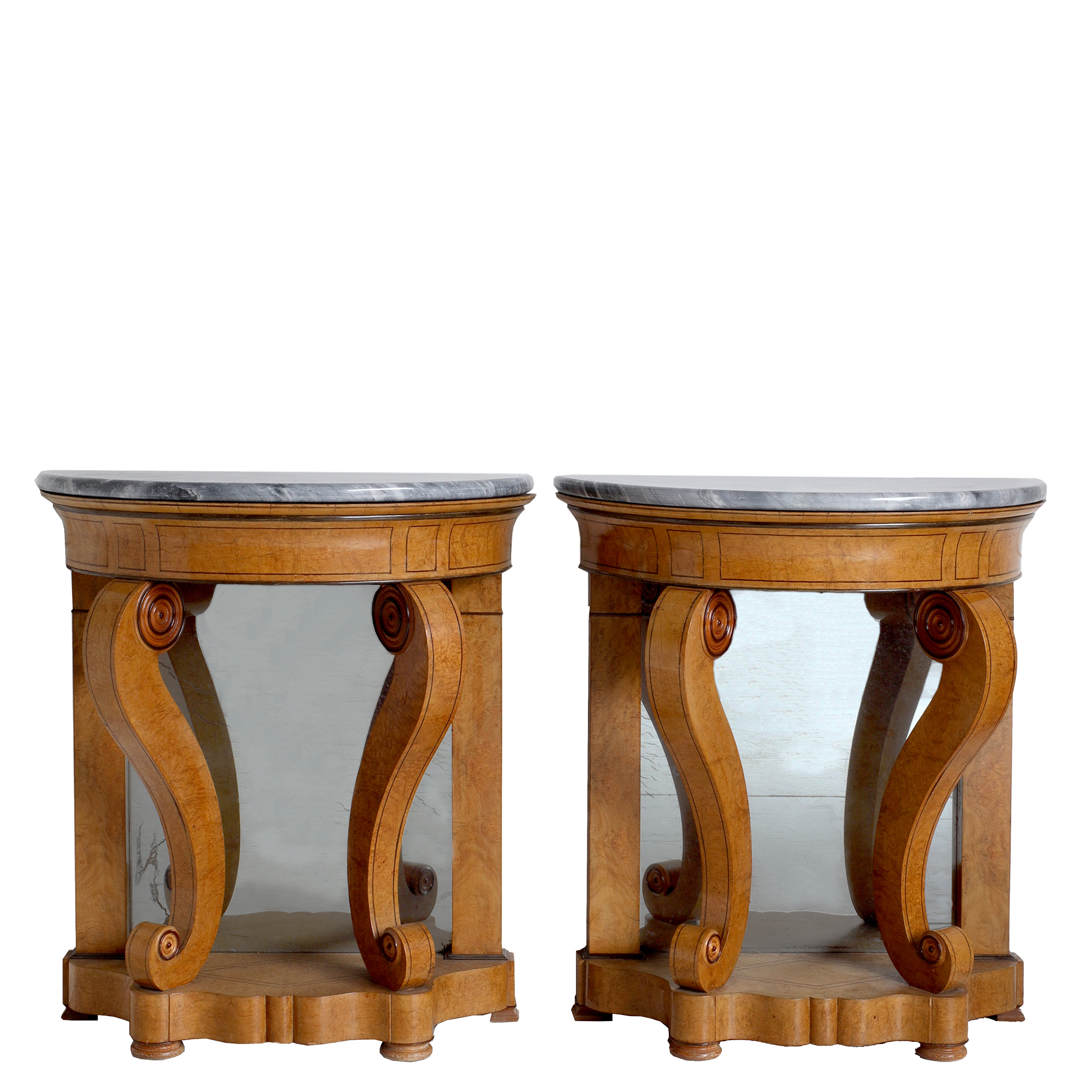 Pair of Early 19th Century Burr Elm Console