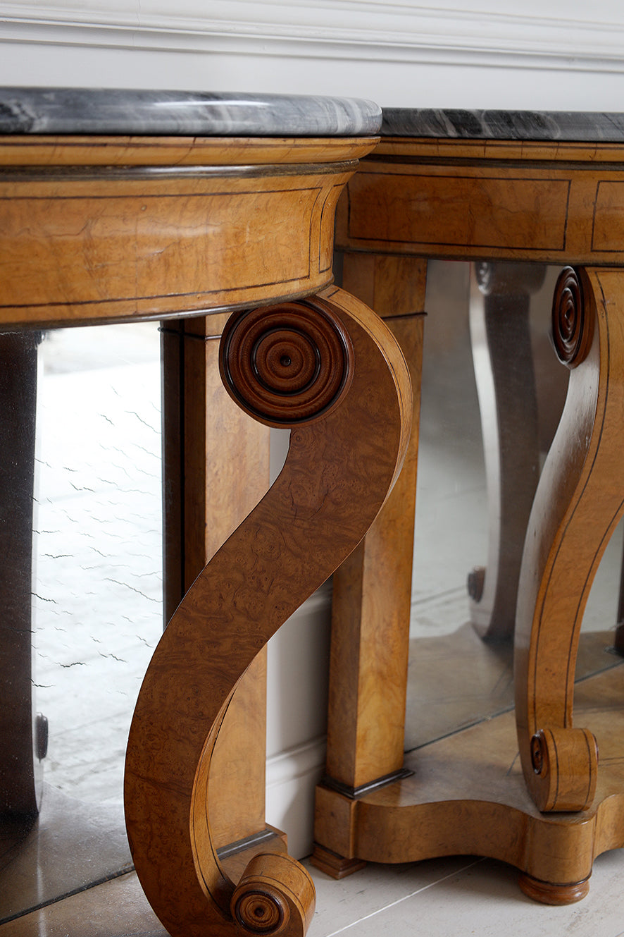 Pair of Early 19th Century Burr Elm Console