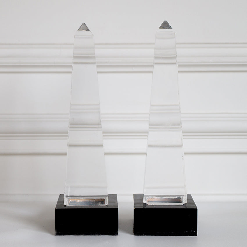 Pair of 1970s Perspex Obelisk Table Lamps