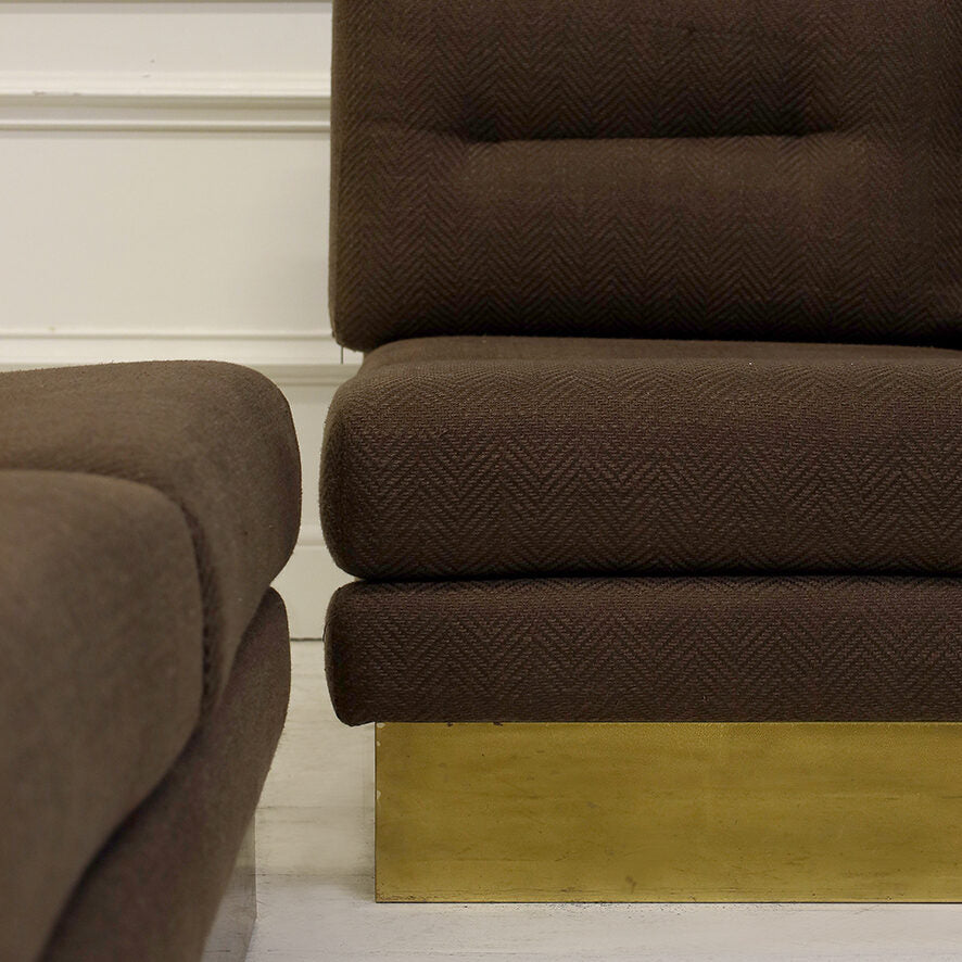 Pair of 1970s Vintage French Armless Sofas