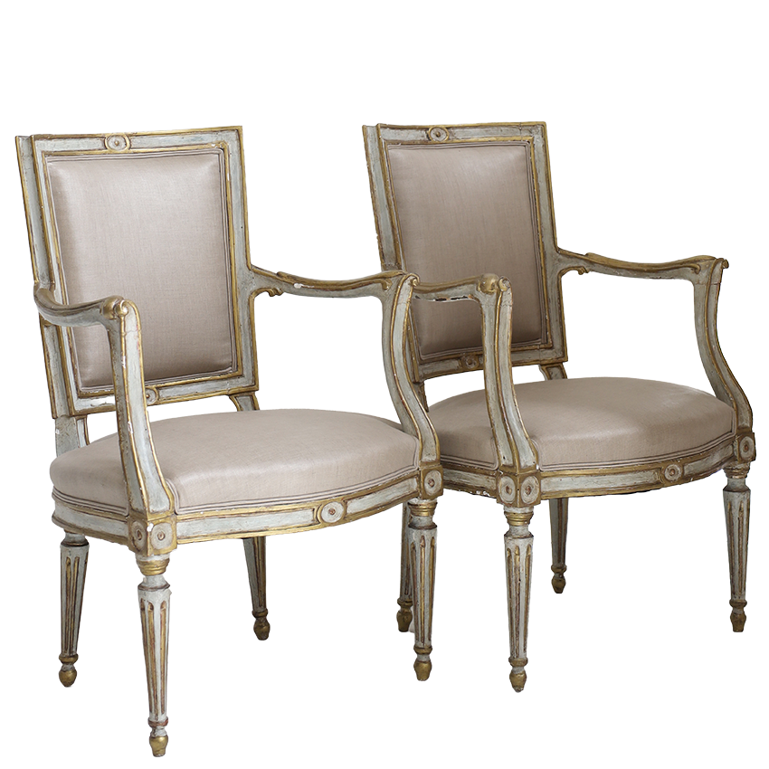 Pair of Italian Neoclassical Armchairs