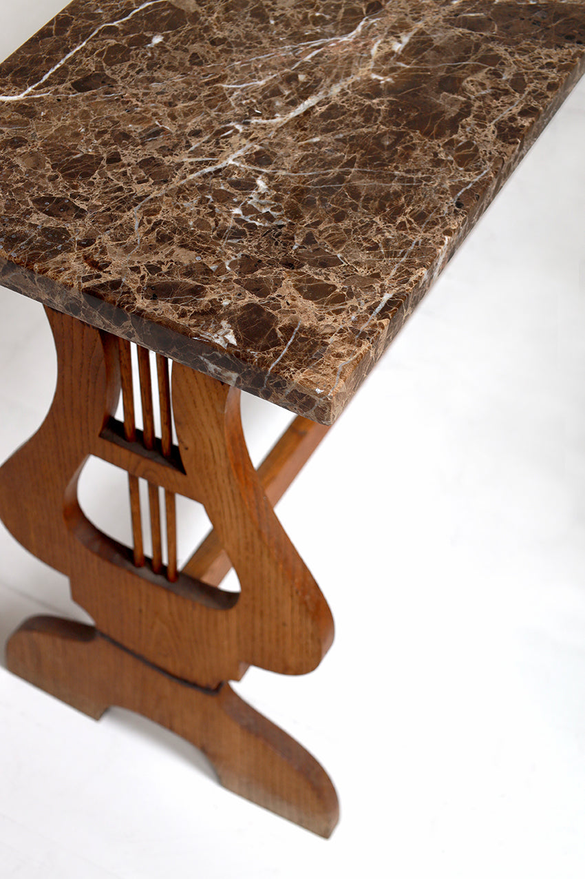 Regency-style Lyre Console with Marble Top