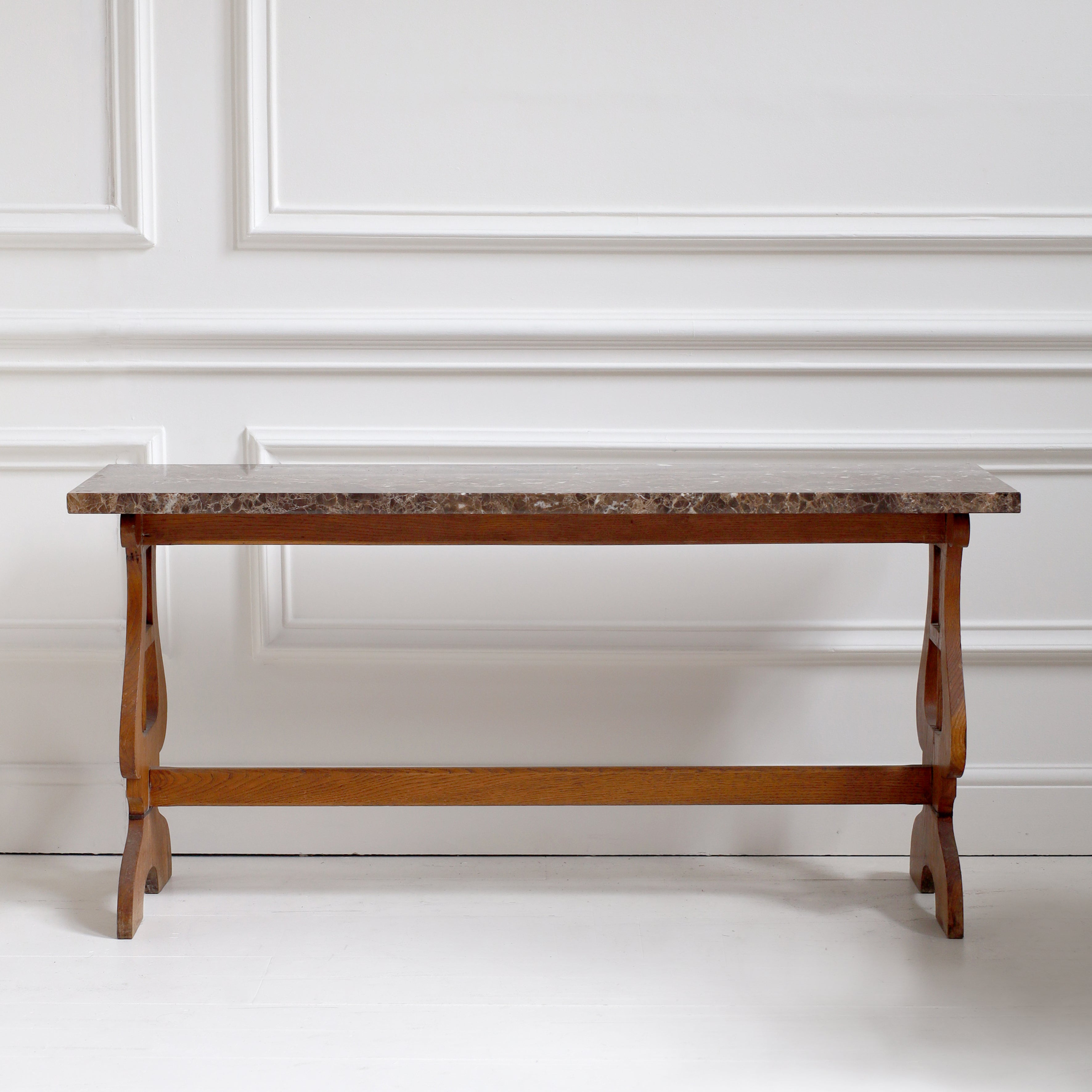 Regency-style Lyre Console with Marble Top