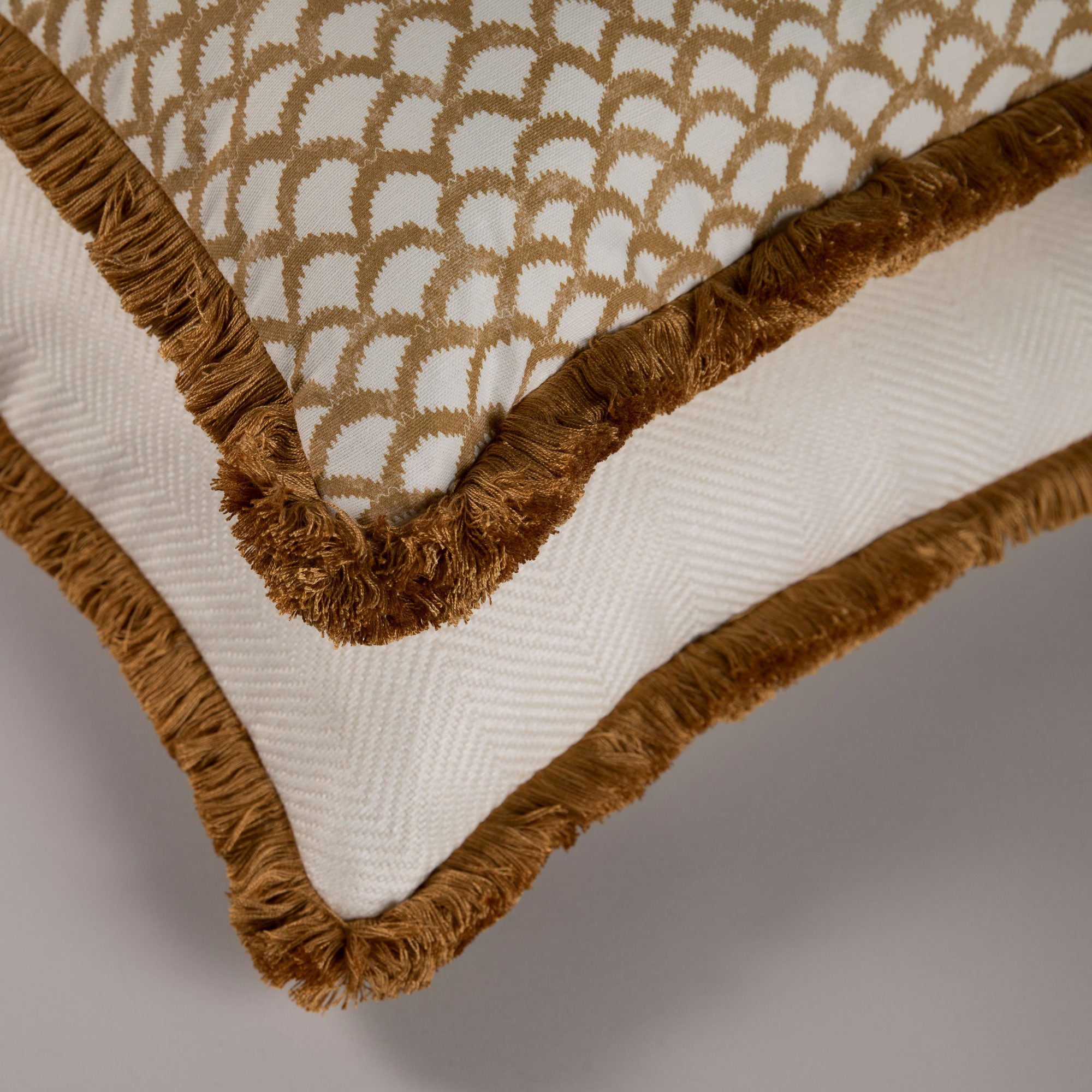 Dorset Cushion - White/Ochre