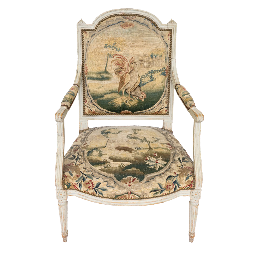 Set of 4 Louis XVI Style Grey Painted Armchairs