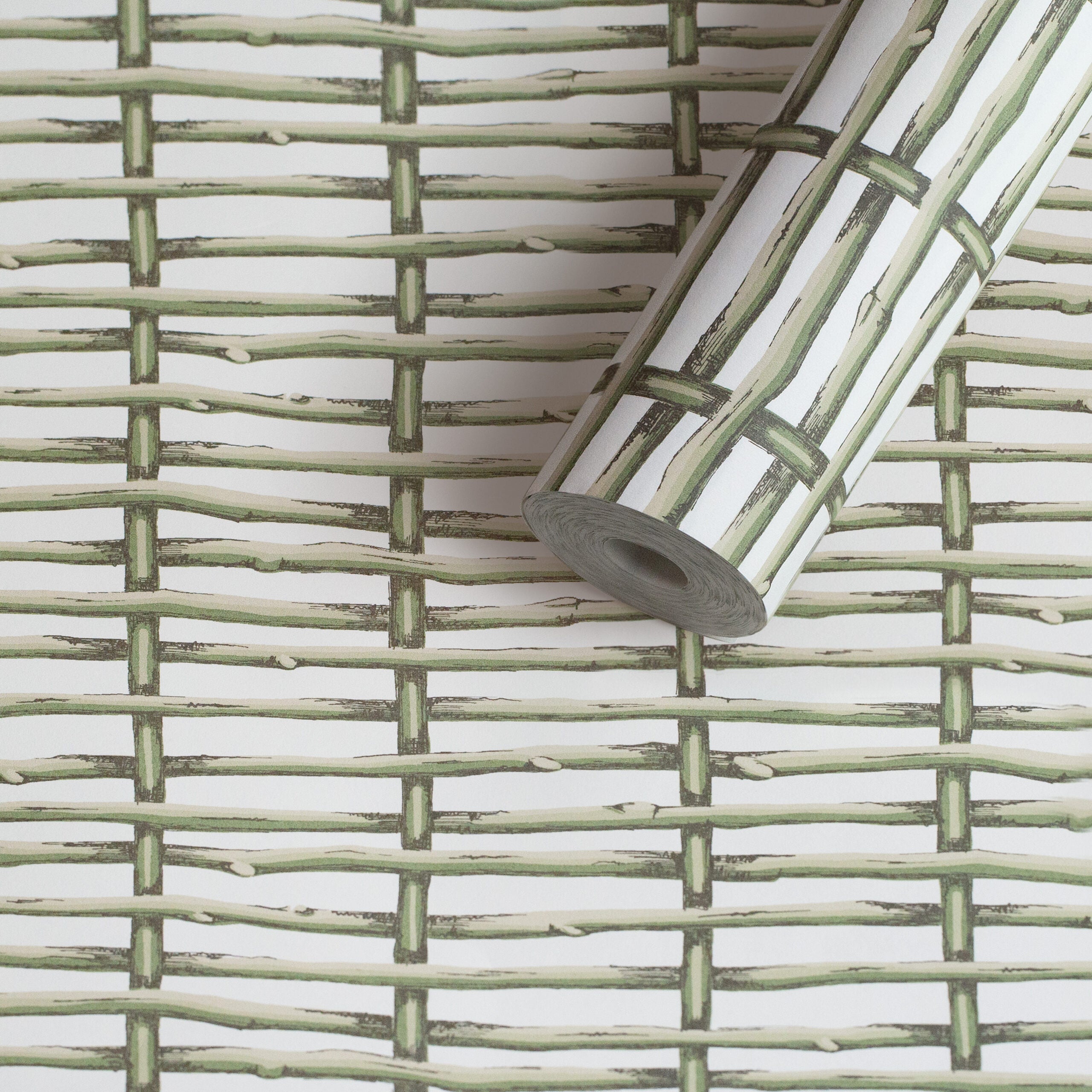 Twig Fence Wallpaper - Green