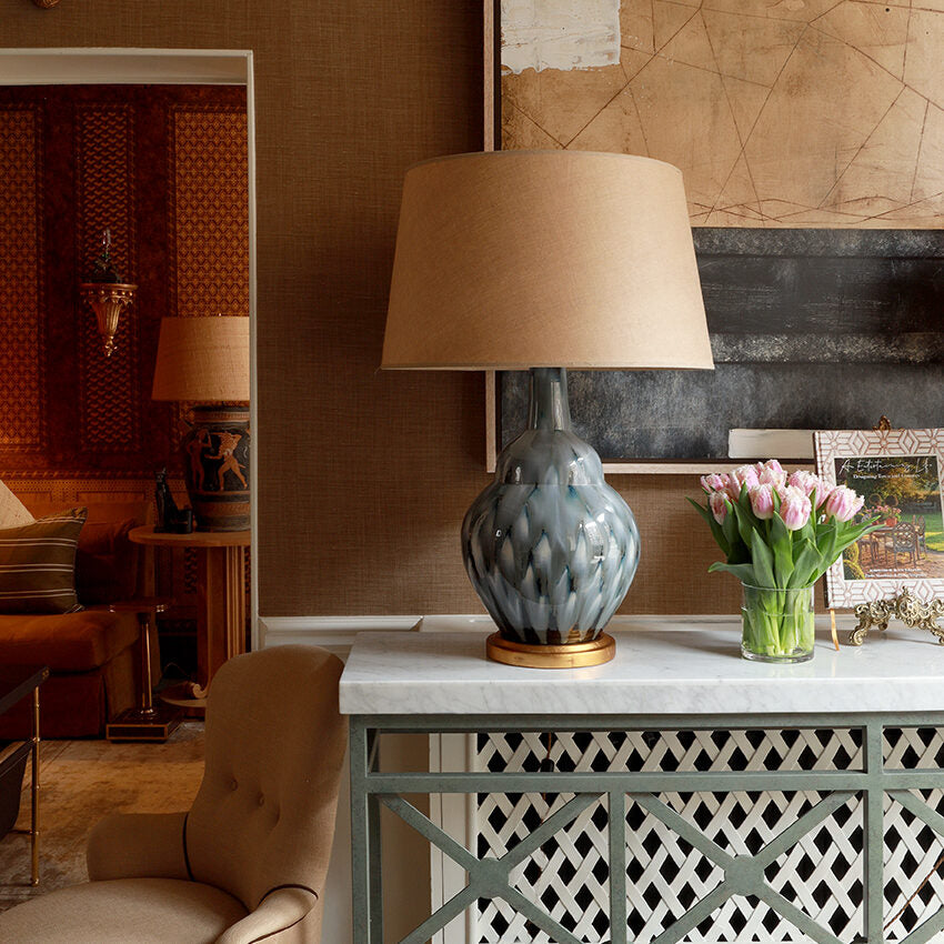 Pheasant Feather Lamp - Blue