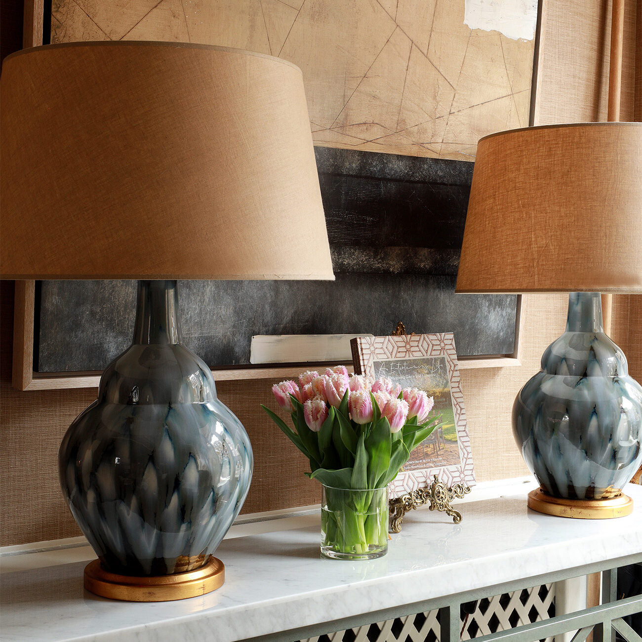 Pheasant Feather Lamp - Blue