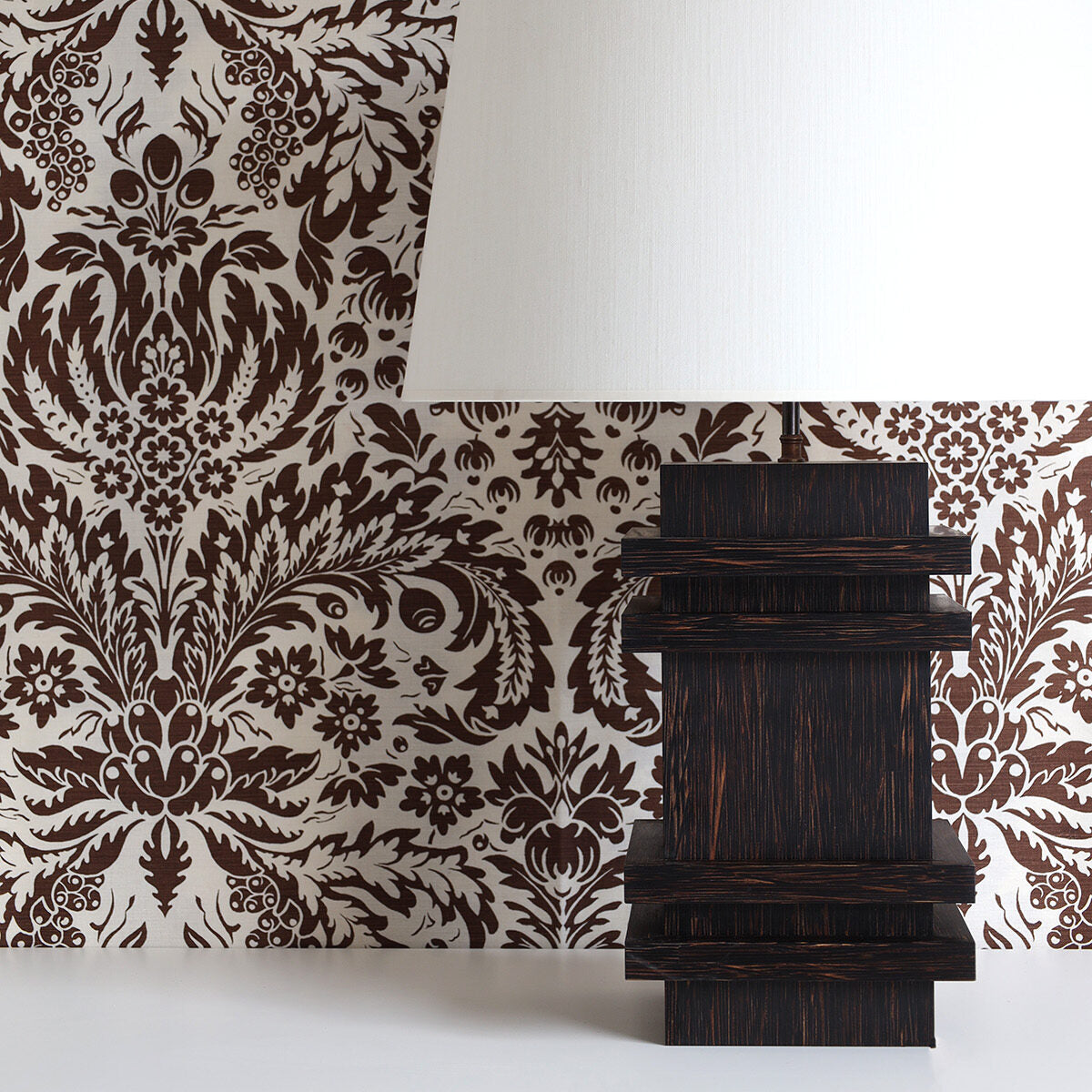 Adnet Cubo Table Lamp Large - Palm Wood