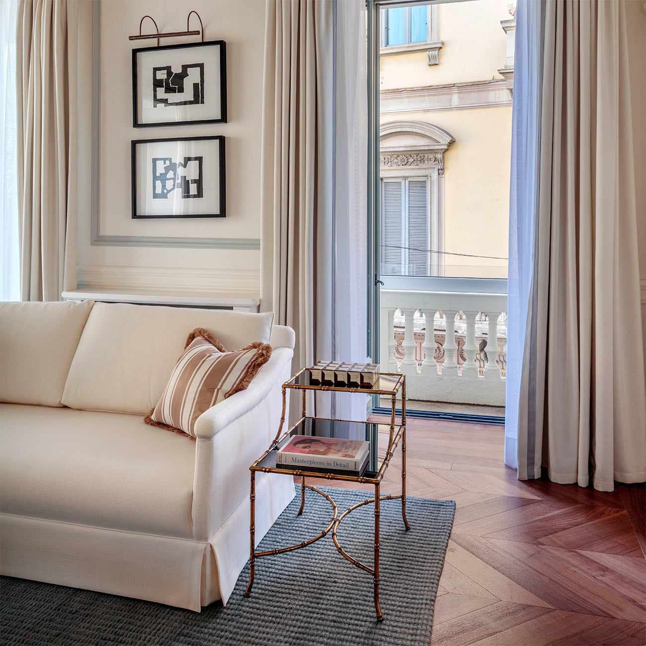 Gilt Bamboo Rectangular Side Table