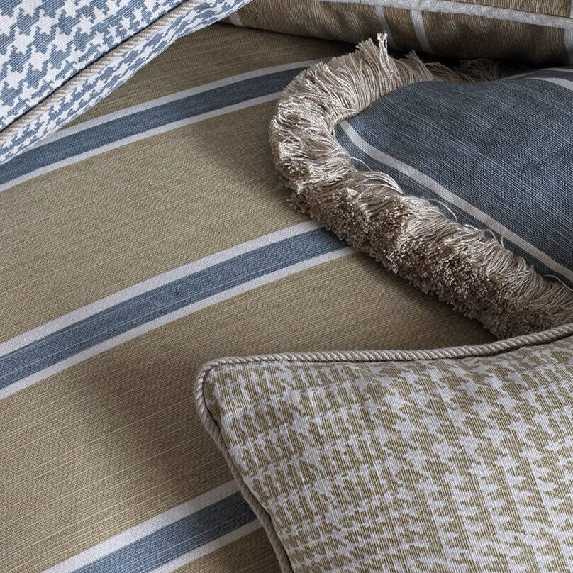 Horizon Stripe Cushion - Blue on Sand