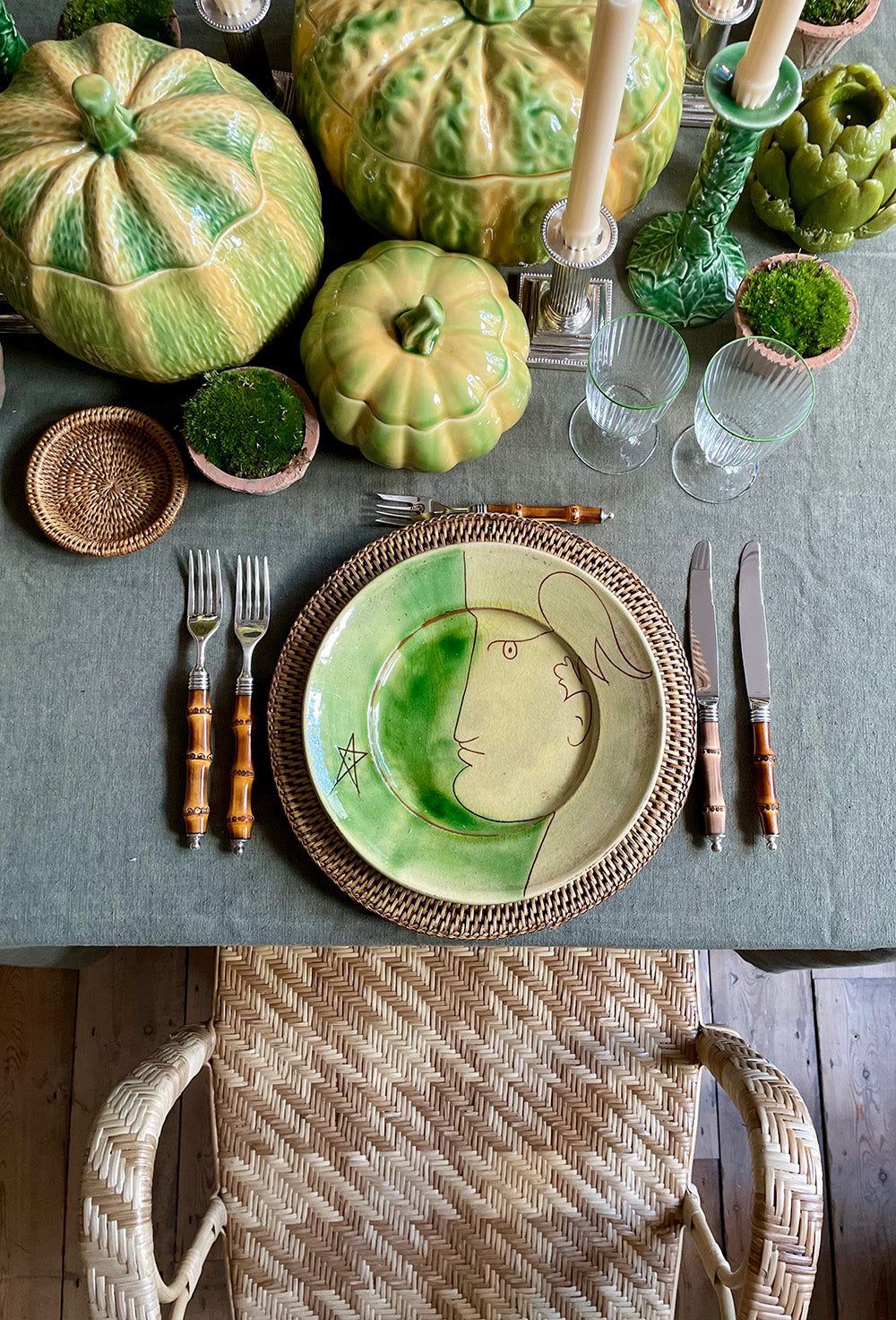 Pied-de-poule Rattan Chair