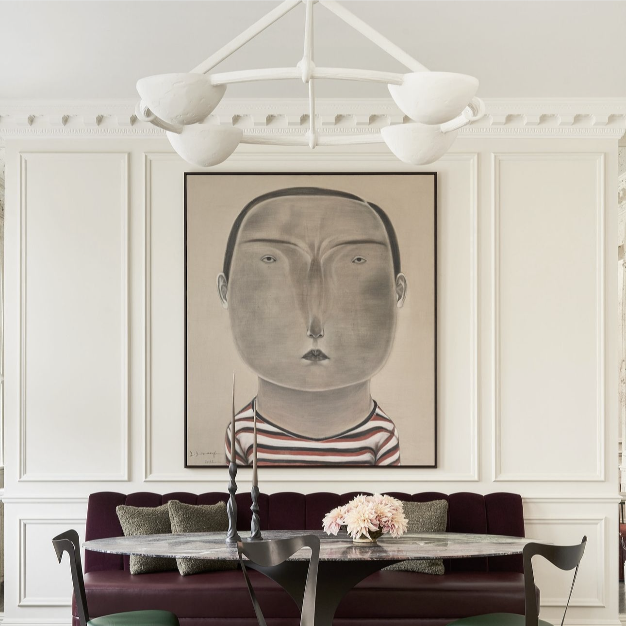 Elena Flush Mount - White Plaster