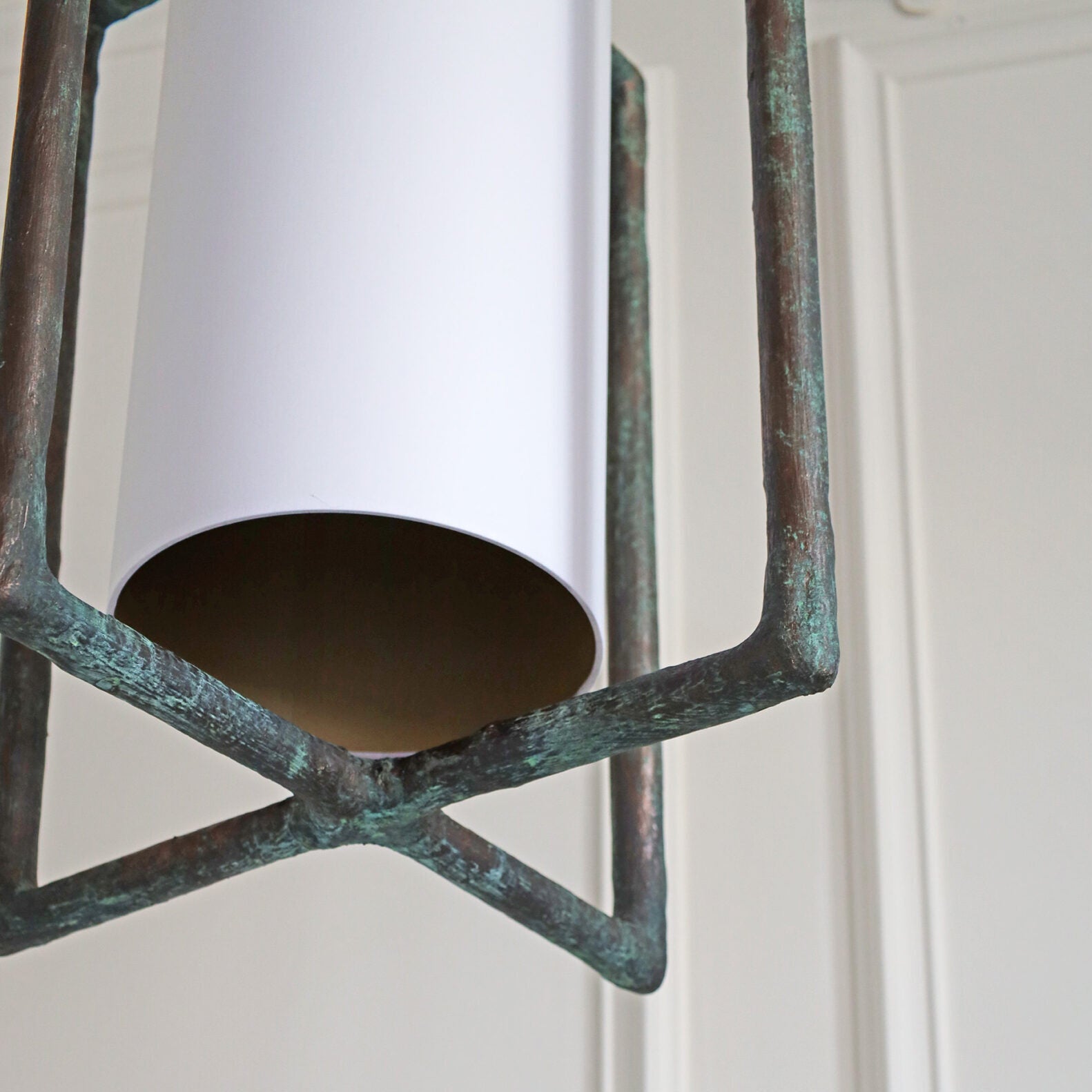 Luna Chandelier with Soft Shade - Bronze Verdigris