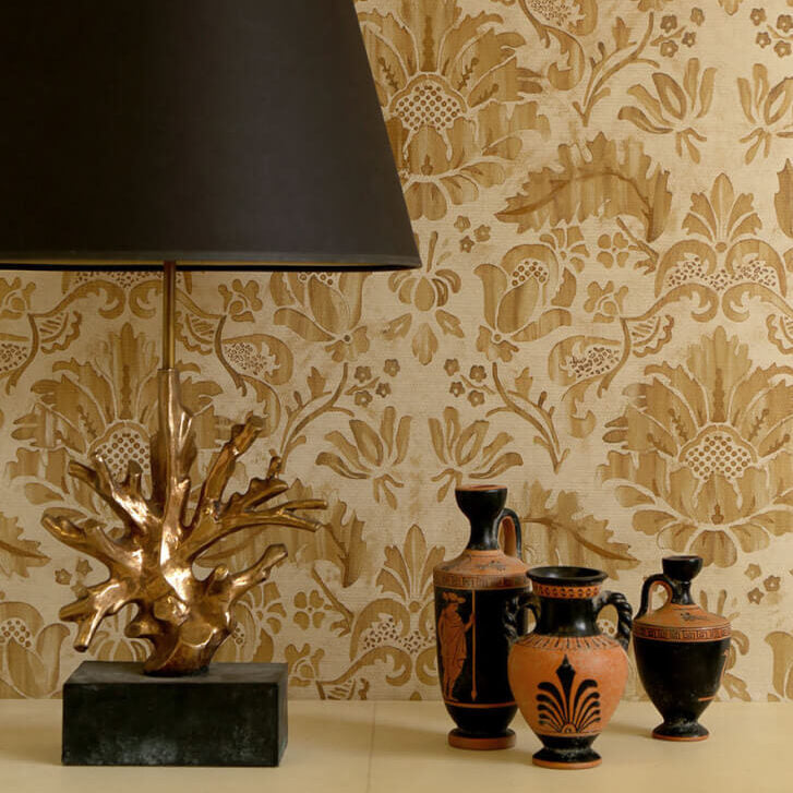 Vignette.Rialto Damask Brown.Coral Table Lamp LR