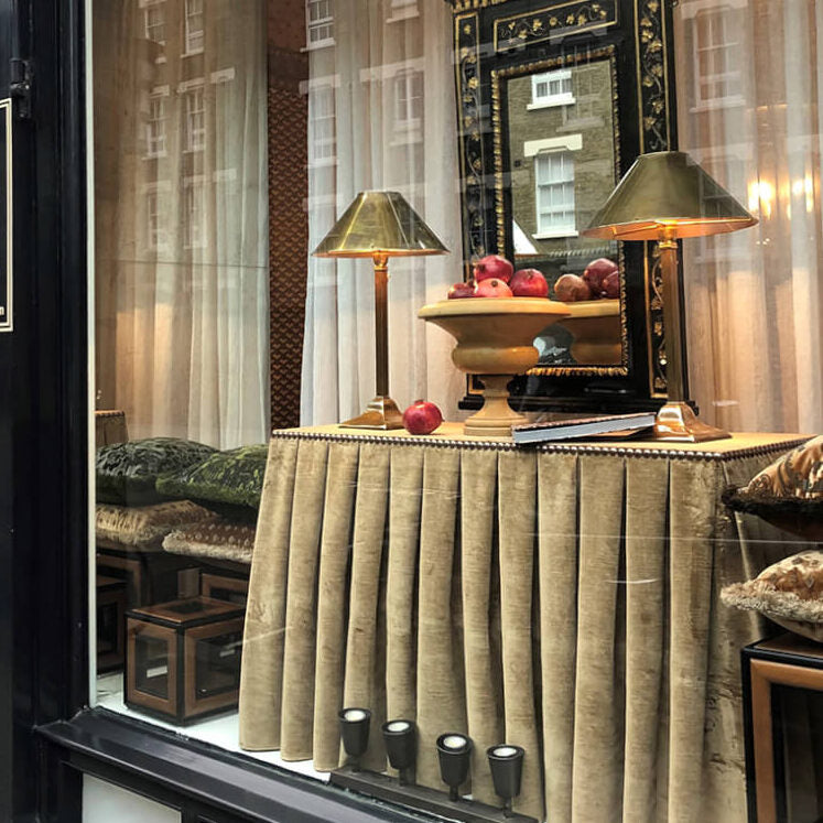 Vignette.Upholstered Console.Hector Table Lamp.Antiques LR