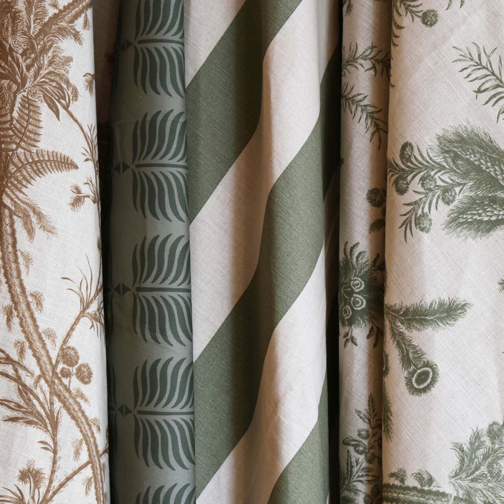 Avenue Stripe - Green on Ecru