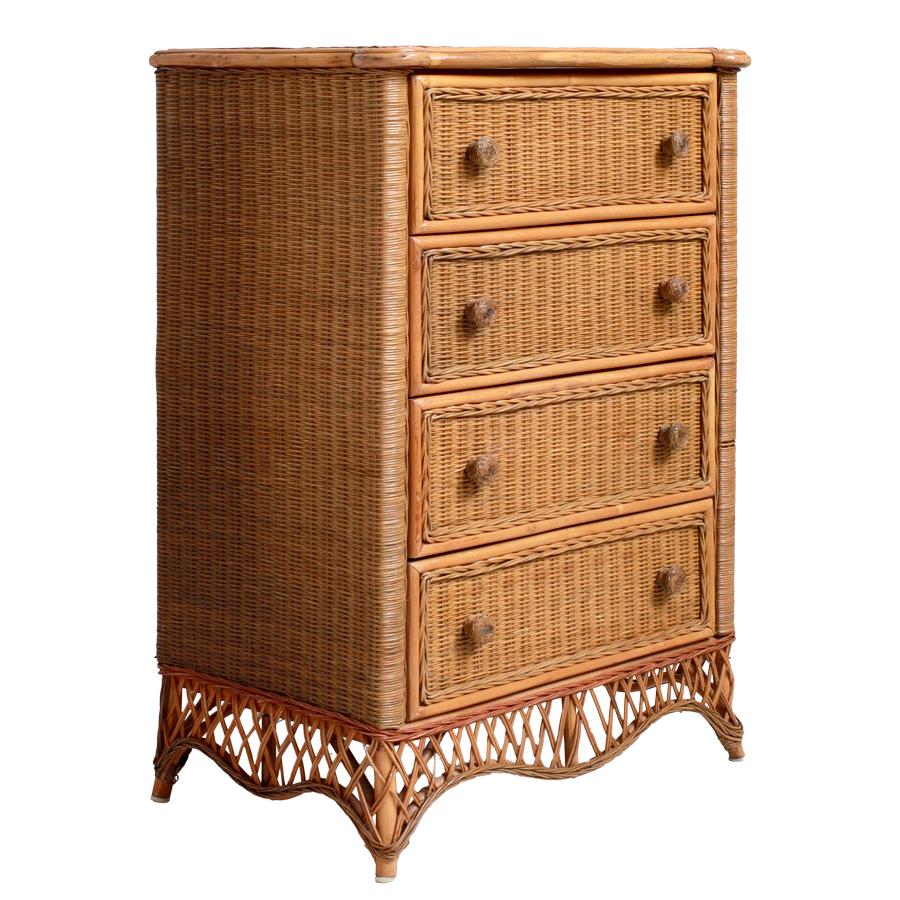 Vintage Cane and Bamboo Chest of Drawers
