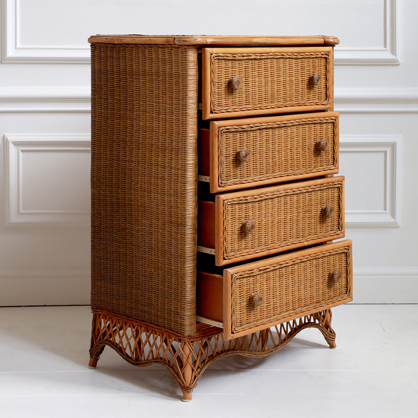 Vintage Cane and Bamboo Chest of Drawers