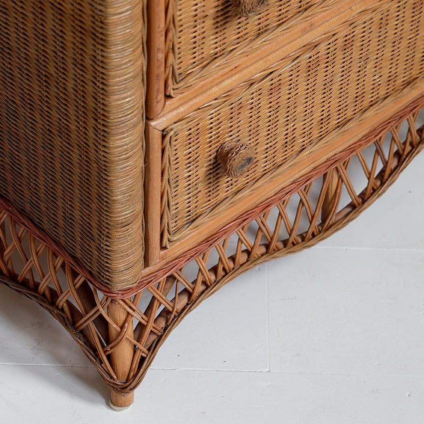 Vintage Cane and Bamboo Chest of Drawers