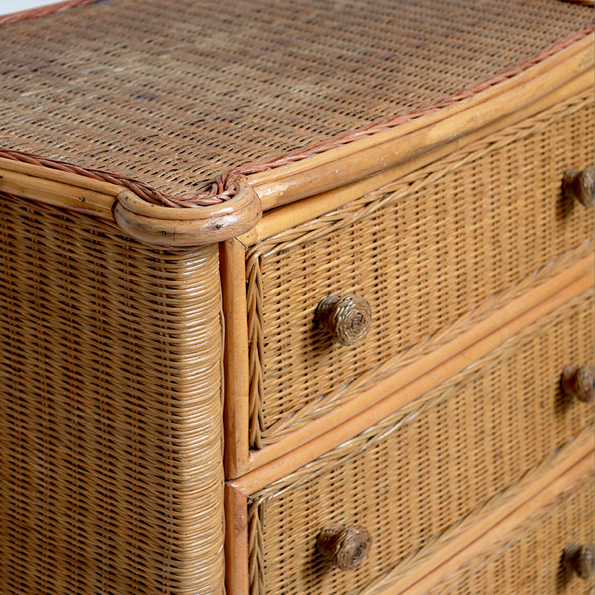 Vintage Cane and Bamboo Chest of Drawers