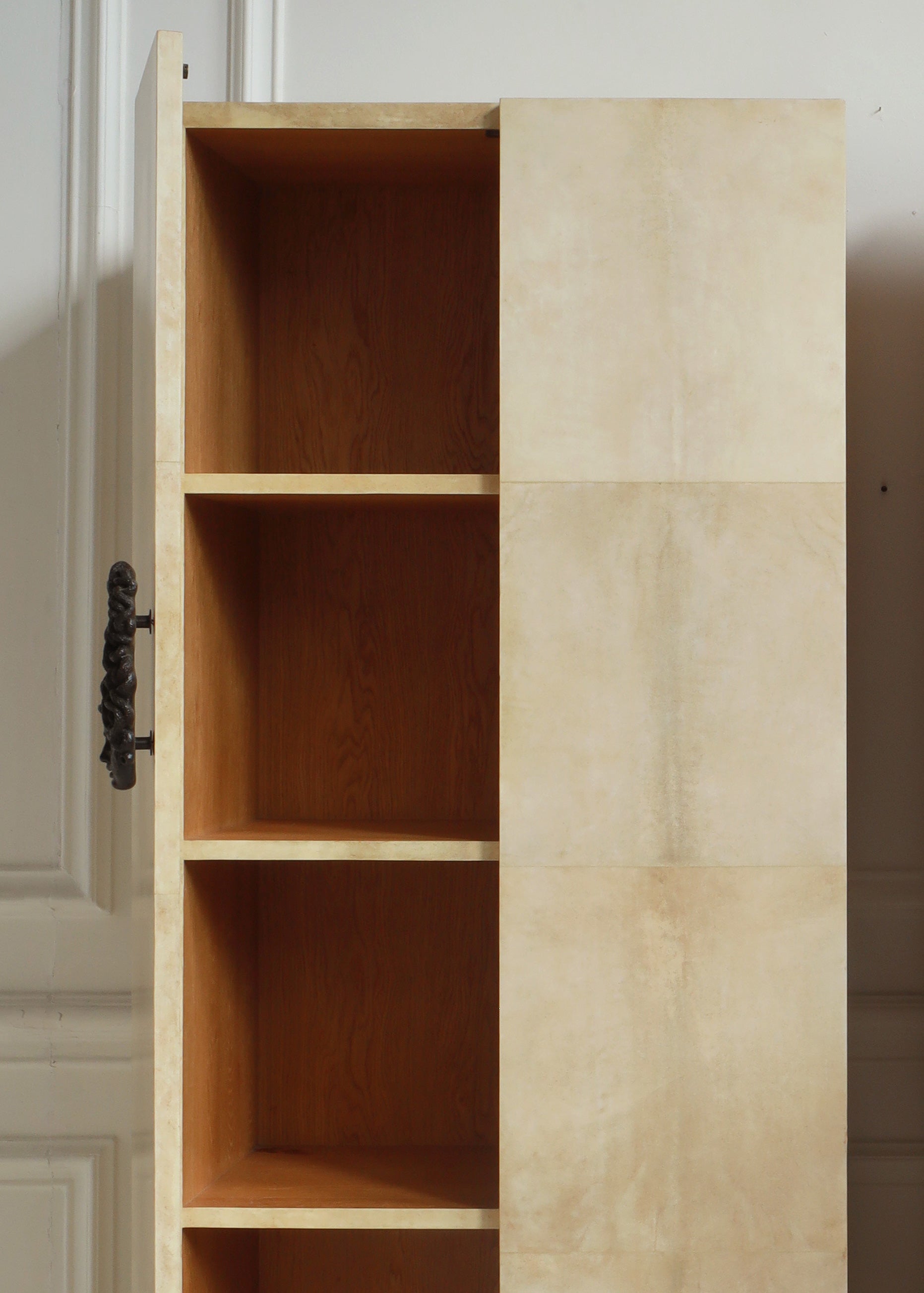 Vintage Vellum Cabinet with Medusa Handles