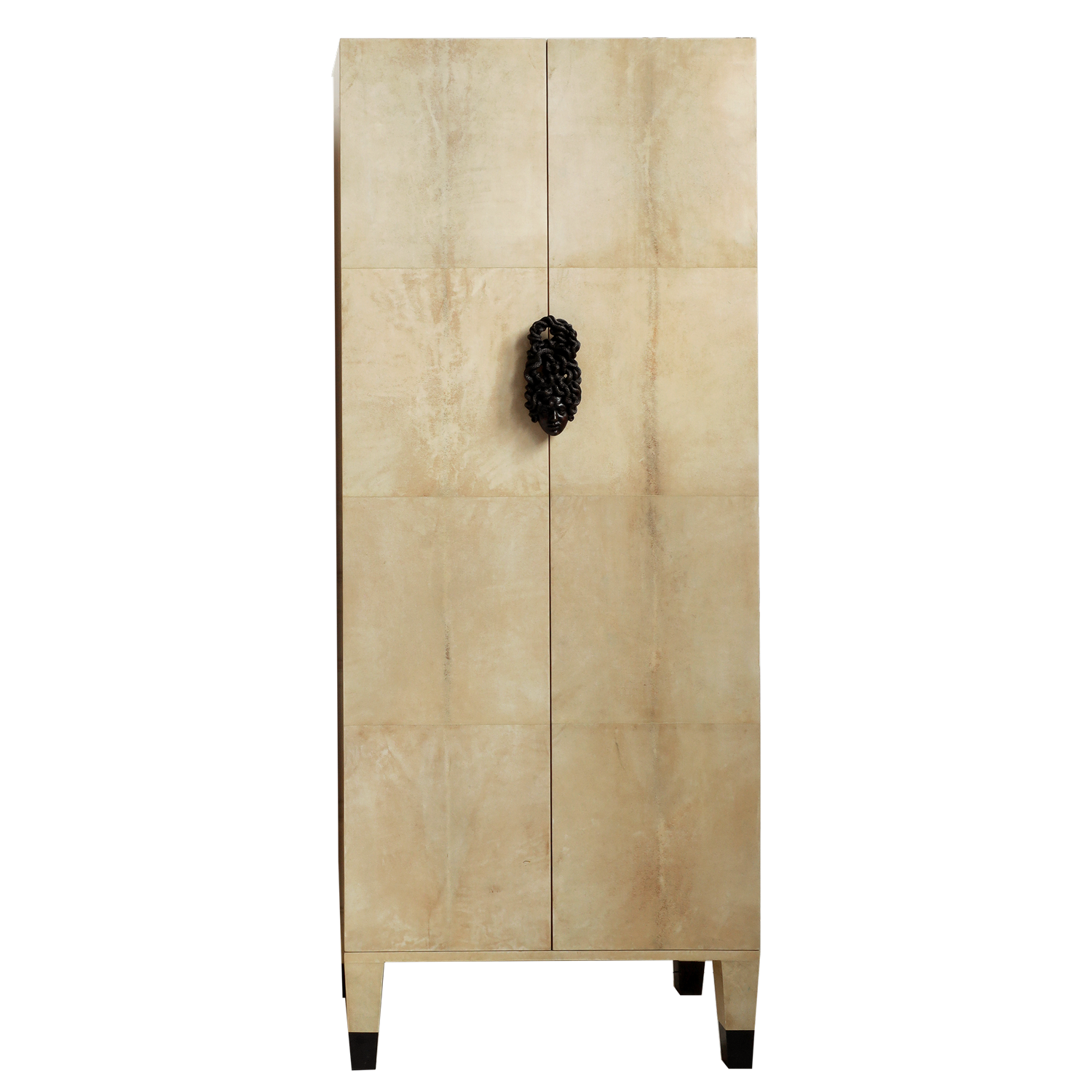 Vintage Vellum Cabinet with Medusa Handles