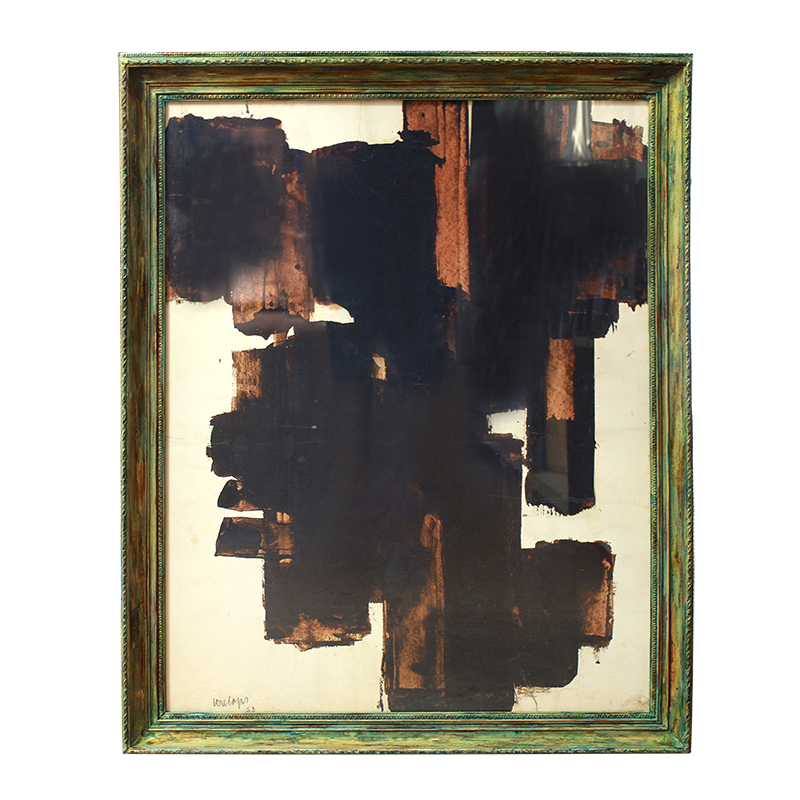 Walnut Stain On 1953 Paper - Artwork by Pierre Soulages