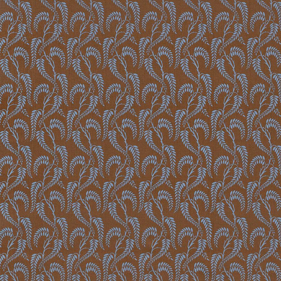Wisteria II - Blue on Brown Linen