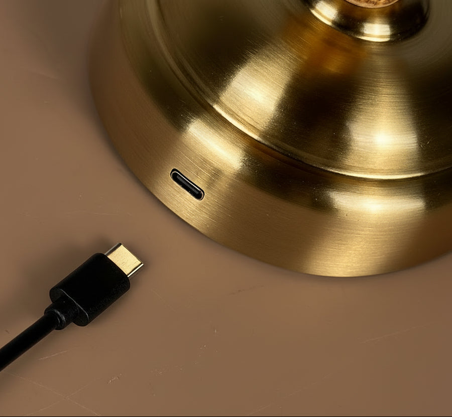 Rattan and Bamboo Cordless Table Lamp