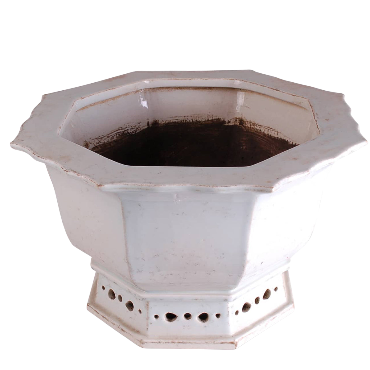 White Octagonal Planter