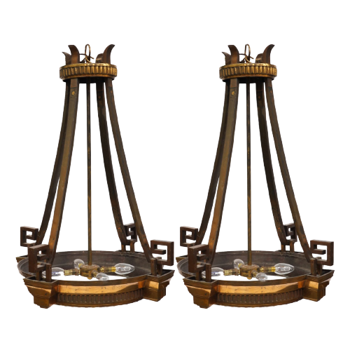 Pair of Antique Gilt-bronze Chandeliers