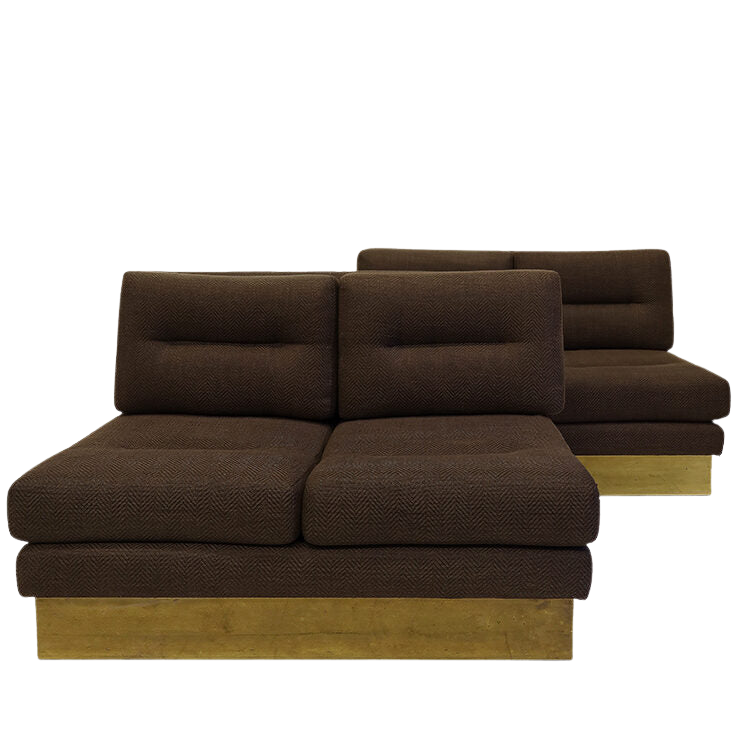 Pair of 1970s Vintage French Armless Sofas