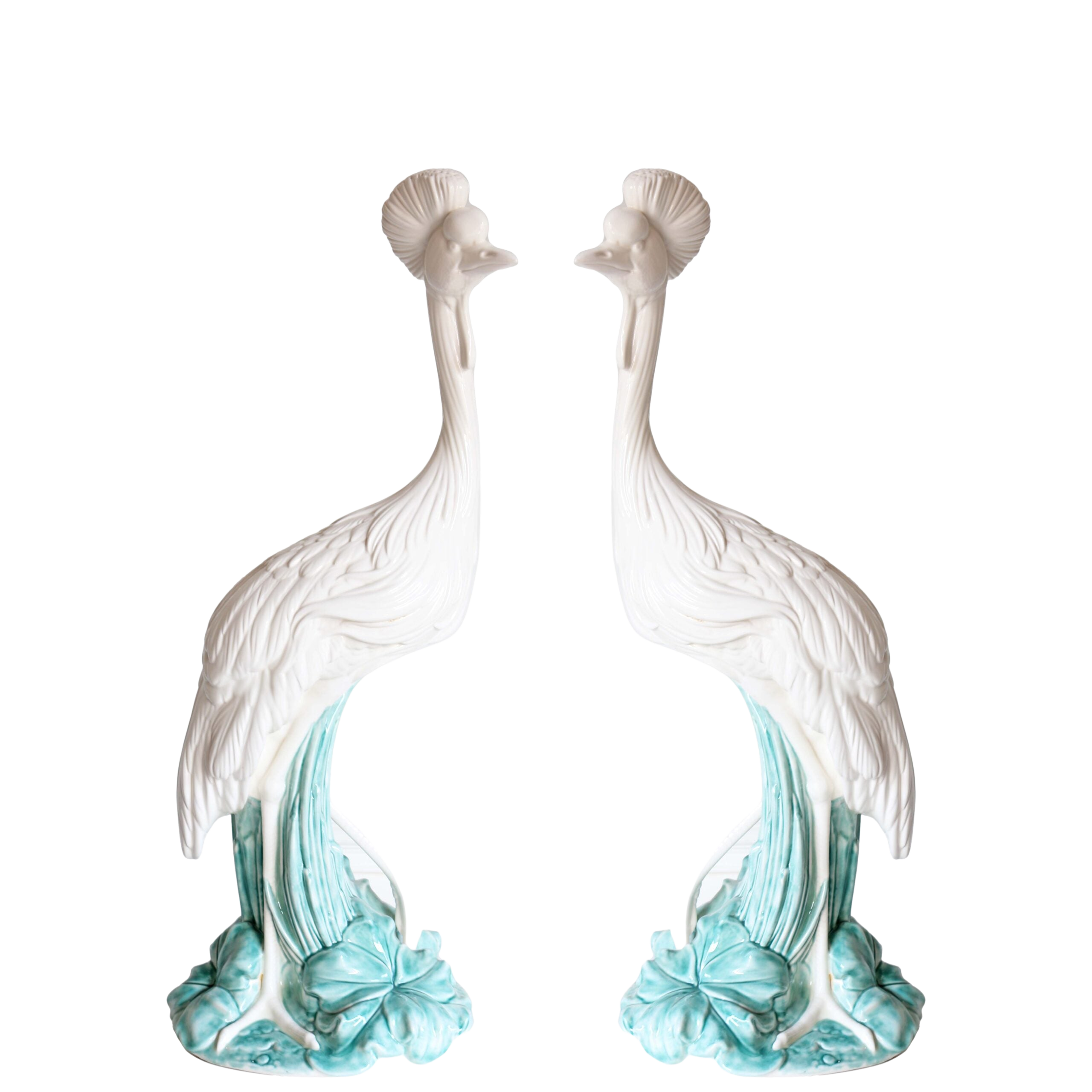 Pair of 1940s Celadon Herons