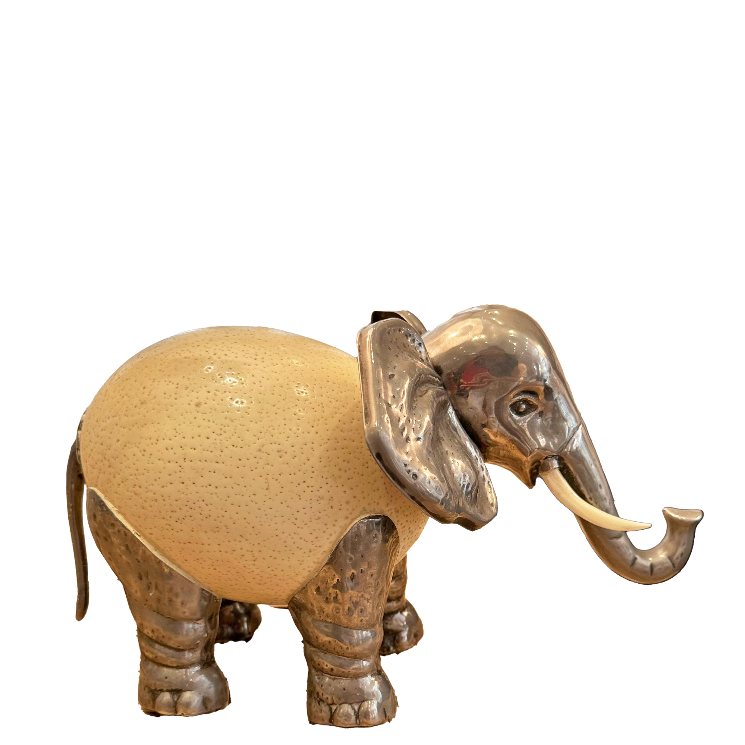 1970s Italian Ostrich Egg Elephant