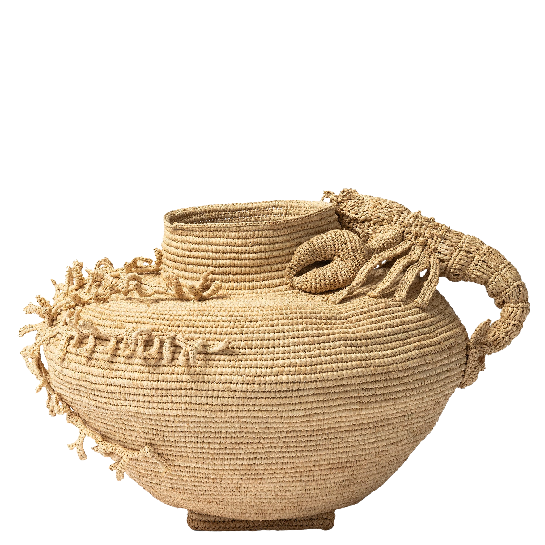 Coral Raffia Vase