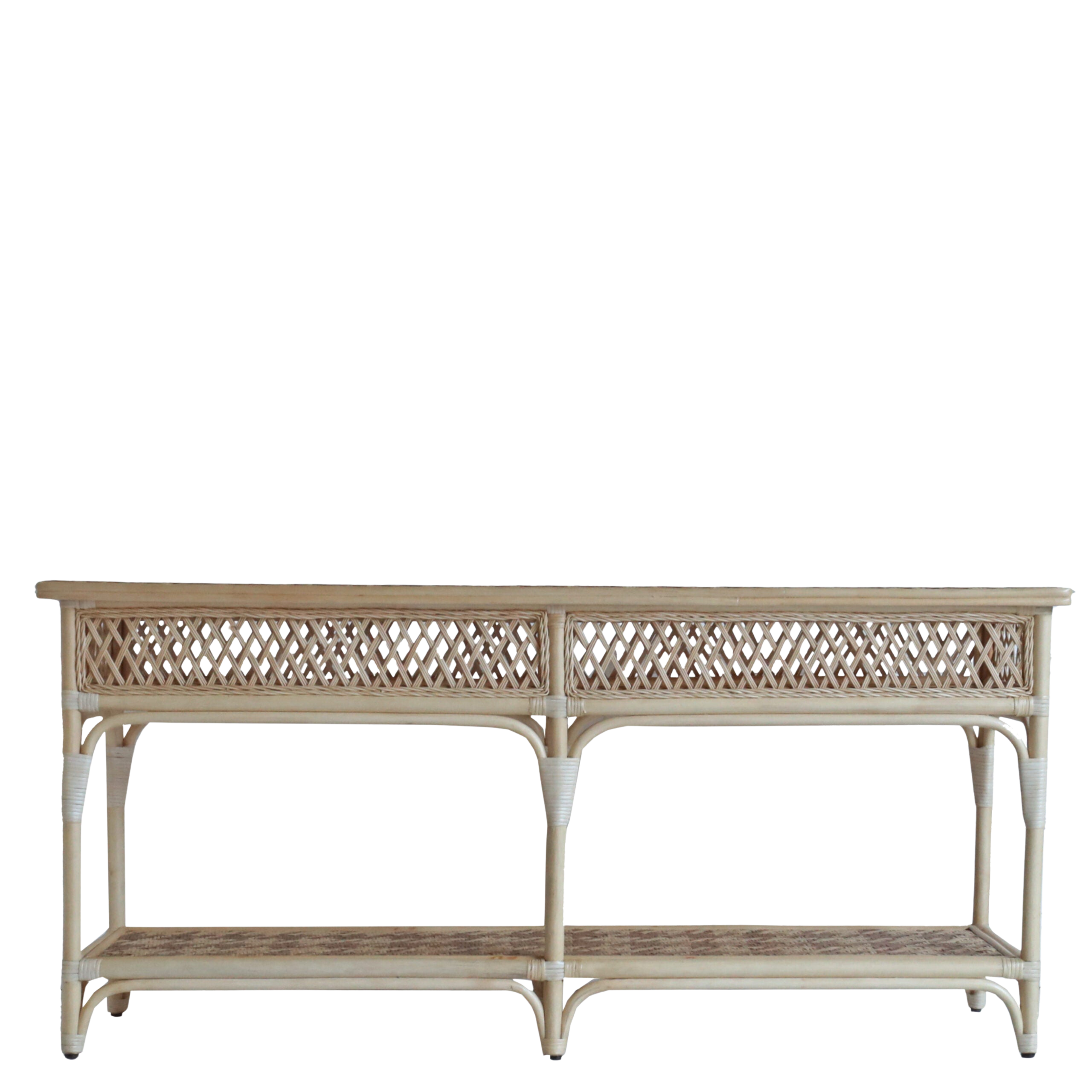 Pied-de-poule Rattan Console Table