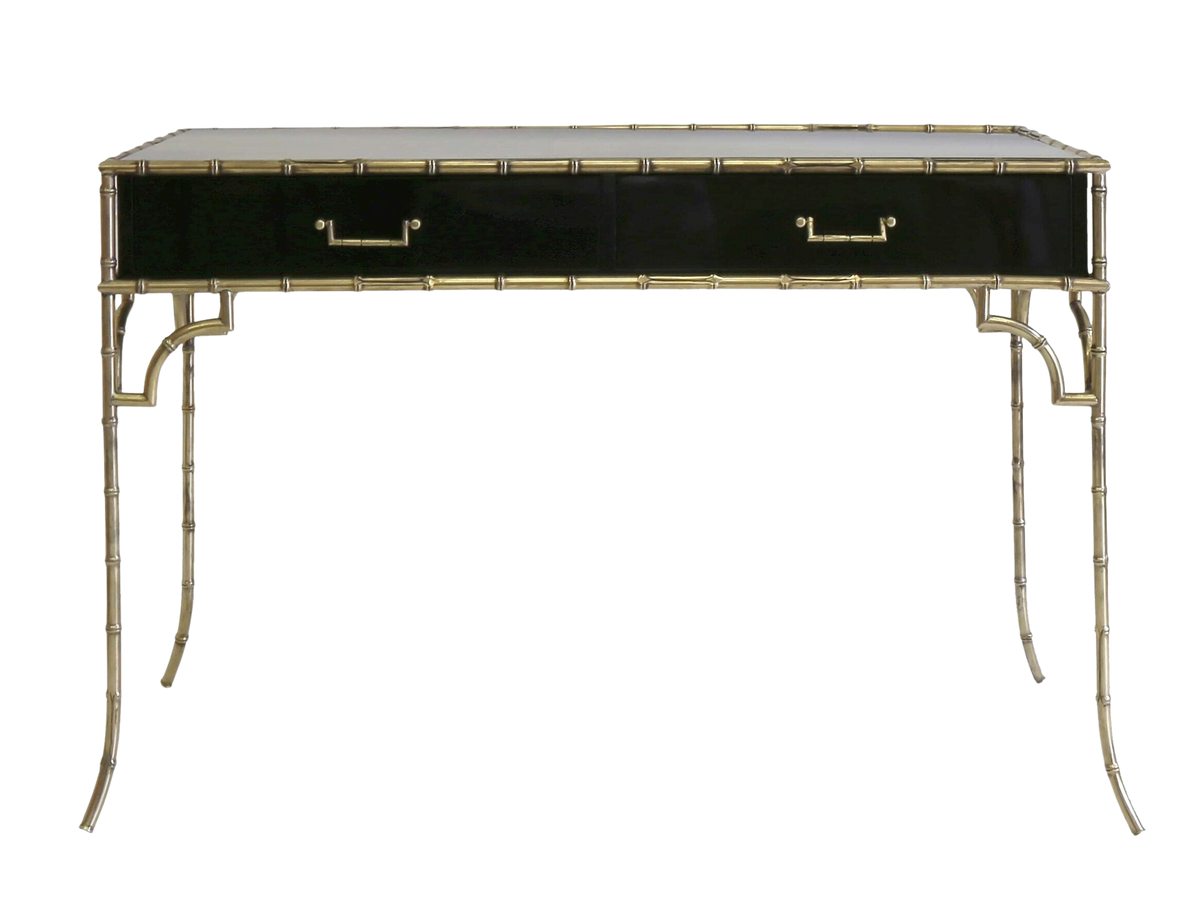 Faux Bamboo Metal Desk - Black