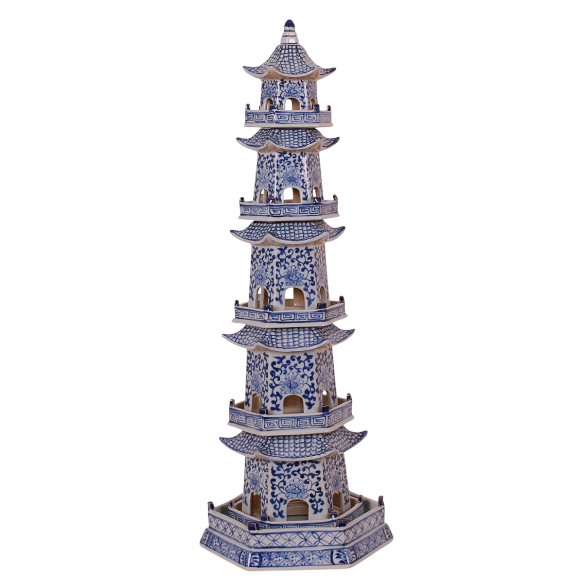 Tall Decorative Pagoda - Blue and White