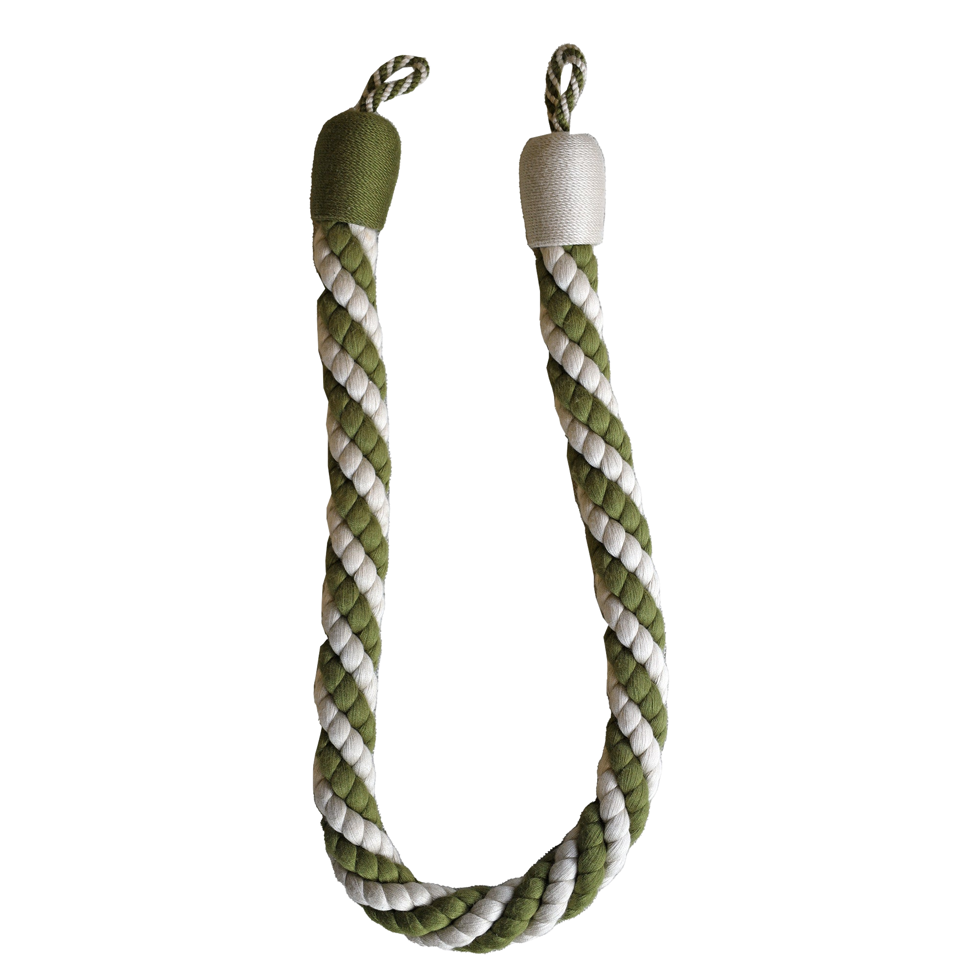 Cabled Rope Tieback - Flax and Olive Green
