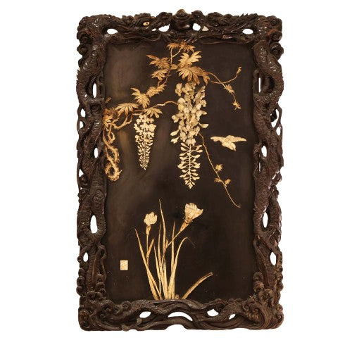 Set of 3 19th Century Chinese Carved Lacquered Panels